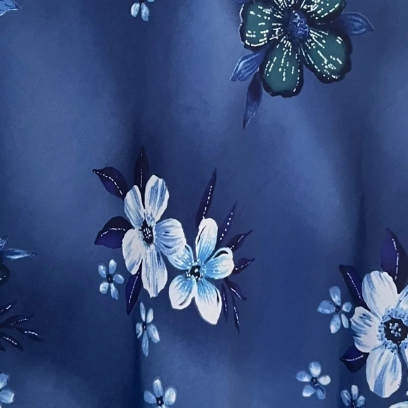 Vintage 90’s / Y2K Hawaiian Floral Print Dress Blue Maxi - Picture 2 of 4